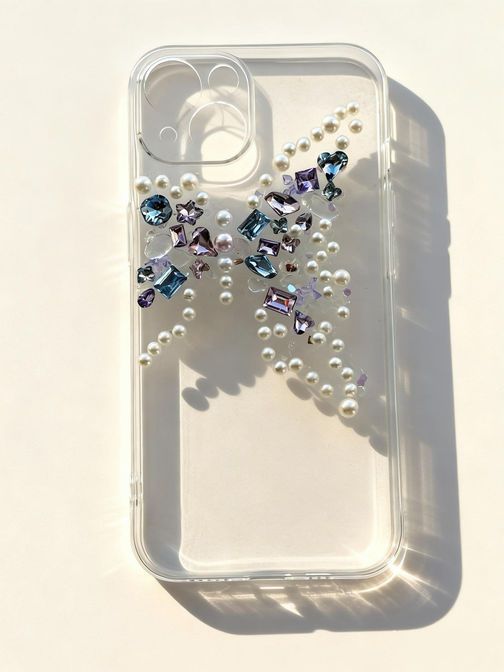 Handmade Butterfly Crystal Phone Case | Pearl & Gem Embellished Clear Case