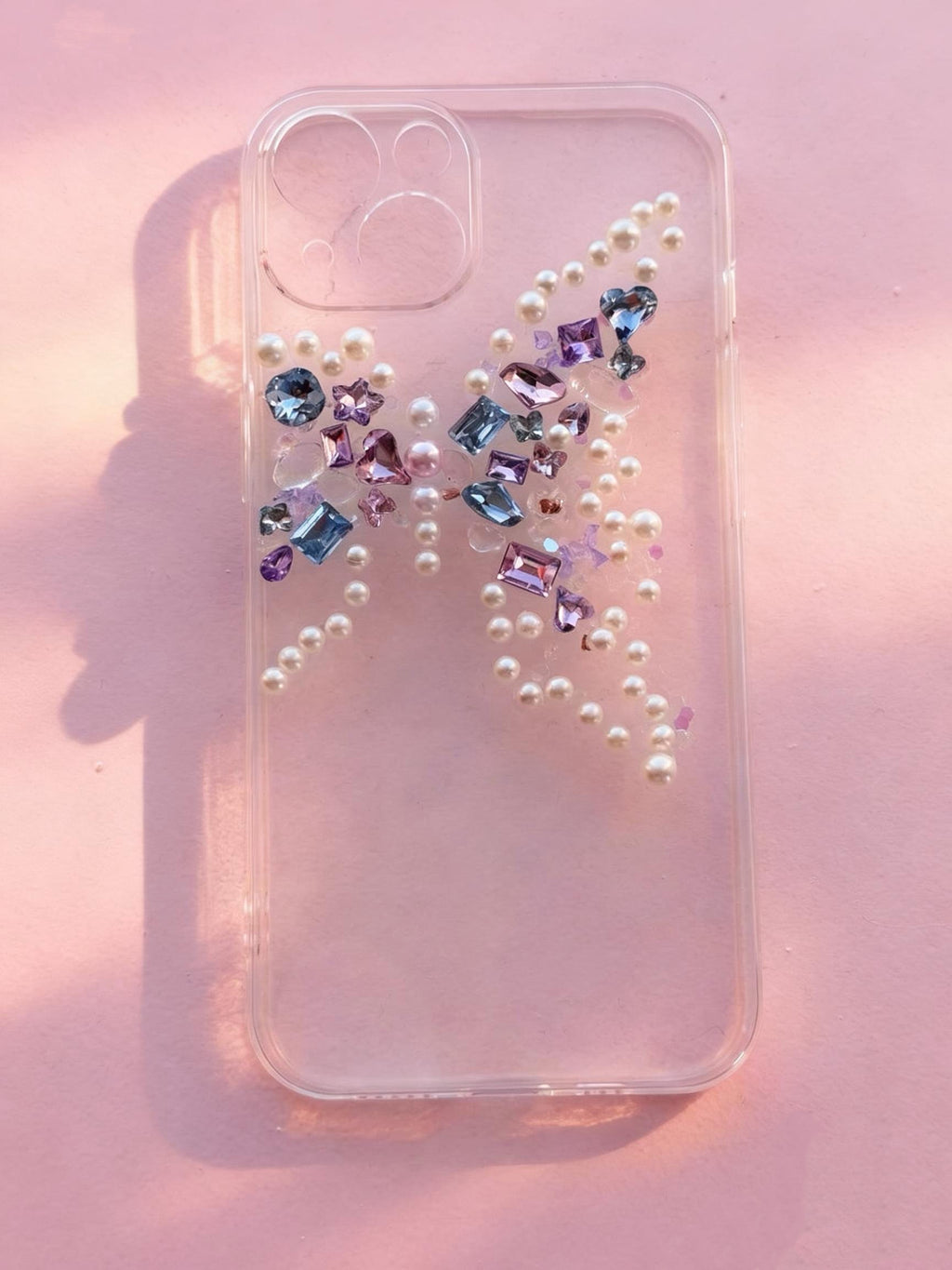 Handmade Butterfly Crystal Phone Case | Pearl & Gem Embellished Clear Case